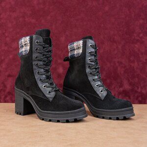 Veronica Beard Women Westport Water Resistant Black Suede Chunky Boots sz 9.5